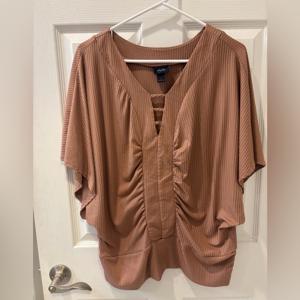 Daytrip Ribbed Dolman Top in Dusty Rose